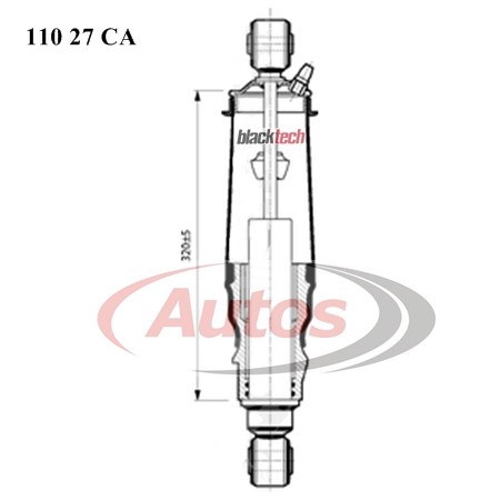 Tlumič pérování kabiny přední O/O 14/20x45-300/430 s vlnovcem VOLVO FH12, FH16, FH16 II