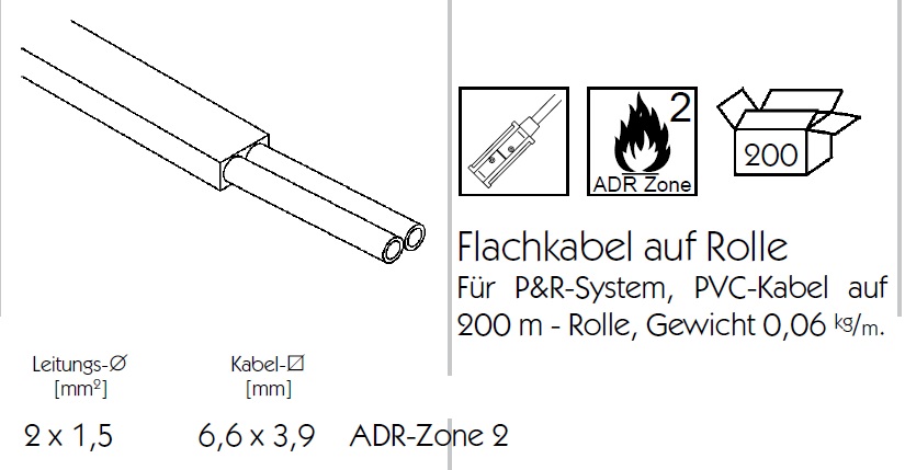 Kabel plochý ADR dvojlinka 2x1,5