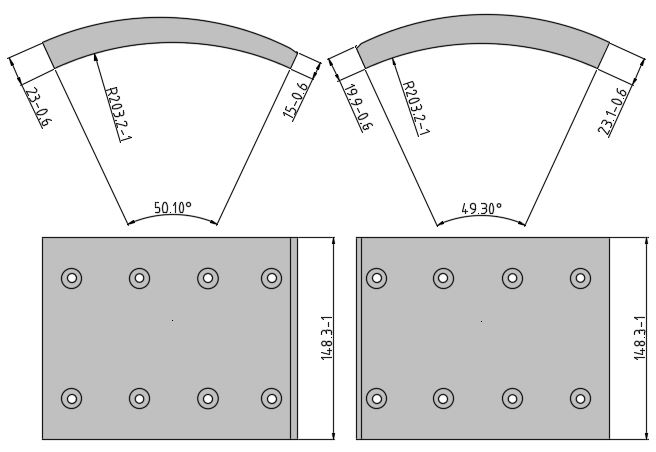 Obložení brzdové 19010.2 Fomar 150x424 DAF F65,F75,85CF, 95XF