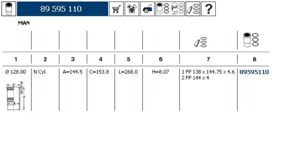 Vložka válce 128mm s kroužky MAN TGA D2876 LF 12/13/25 //LOH 20/21 Euro 3