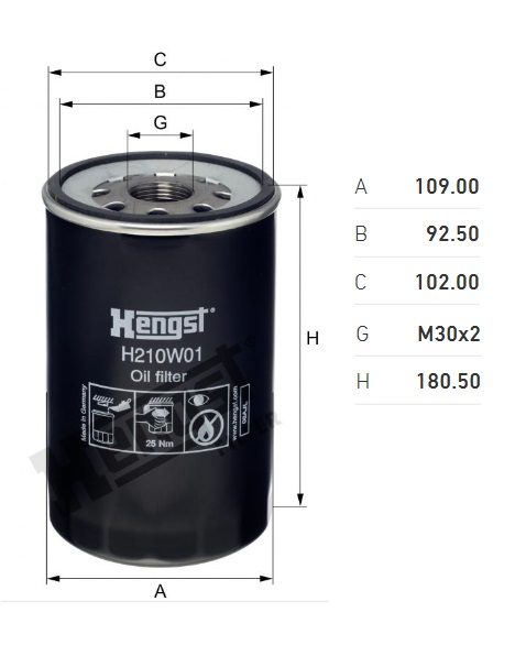 Filtr oleje MAN L2000,M2000, Lion´s City, NEOPLAN Centroline, SOLARIS Urbino, VAN HOOL