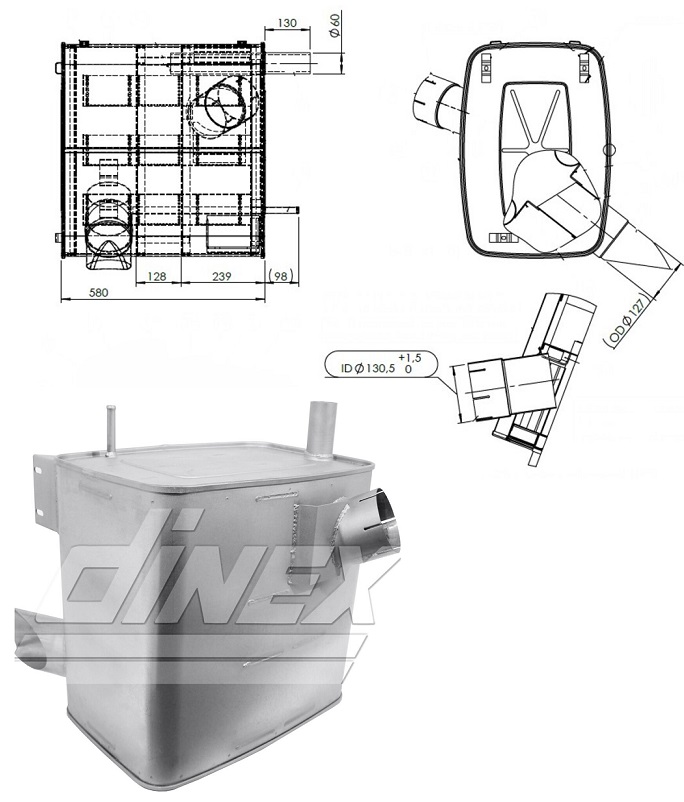 Tlumič výfuku - střední díl MERCEDES Actros 1840, Actros MP2/MP3, Axor 2, Econic