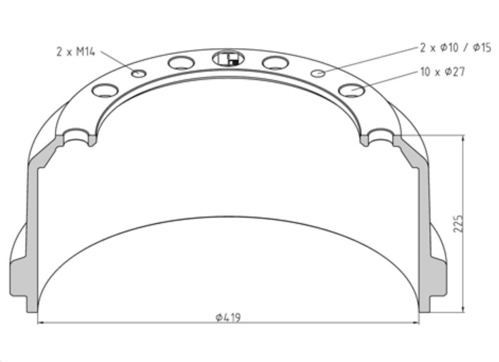 Buben brzdový 419x225 SMB, Trailor L200 TEM, FRUEHAUF