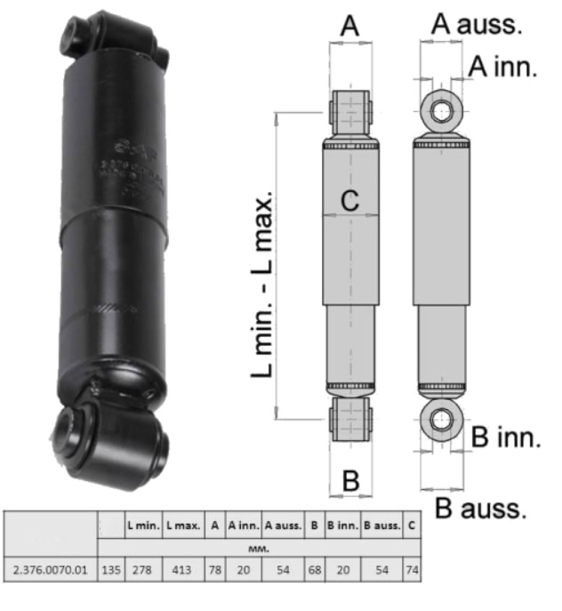 Tlumič pérování O/O 20x78-300/455 ZN SAF Intradisc 