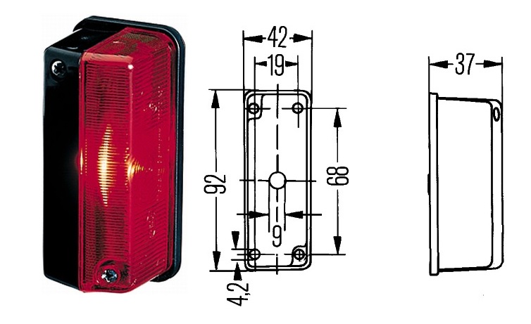 Svitilna poziční 24V červená (T4W) L/P MAN F2000, F90, F90 UNTERFLUR, L2000, M90, TGL