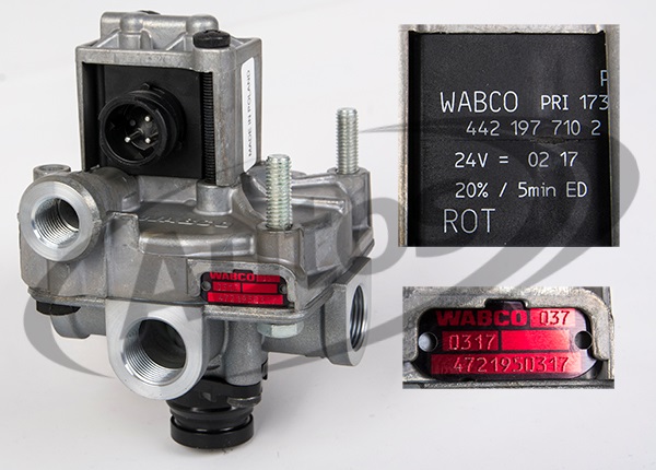 Ventil ovládací ABS 24V bez kabelu a tlumiče DAF, SCANIA, RVI