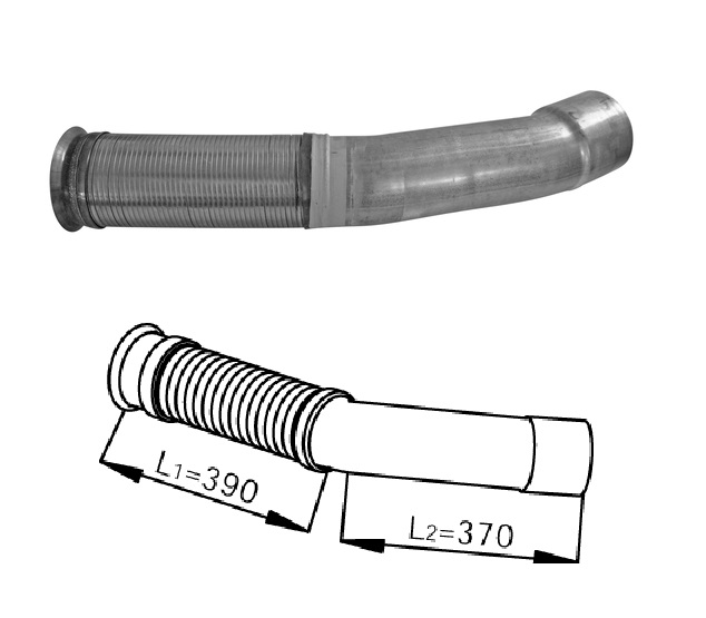 Trubka výfuku přední s pružným dílem 780x130/126 MERCEDES Actros Low Cost