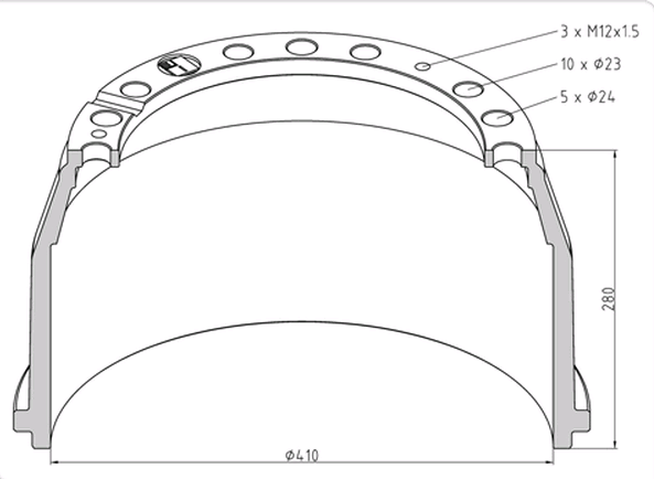 Buben brzdový 410x193x335 ZN MERCEDES Actros MP2/MP3, Axor 2, MAN TGA,TGM,TGX,TGS