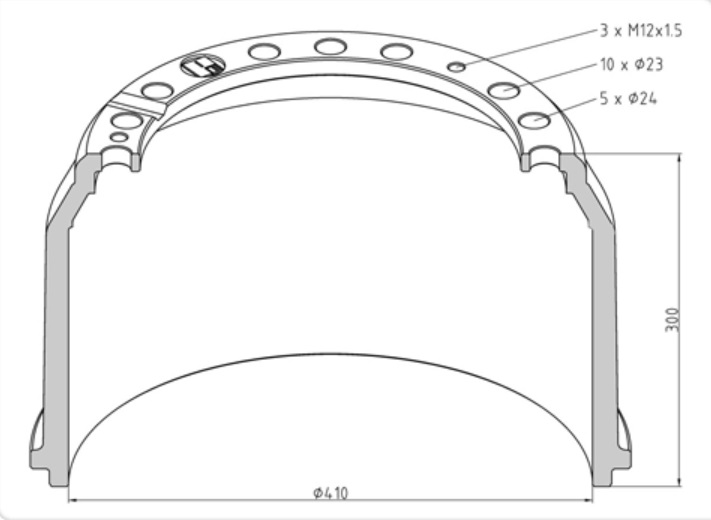 Buben brzdový 410x300 ZN MAN TGA,TGS, TGX, F2000,M2000, EL202/ EL222/ EL262