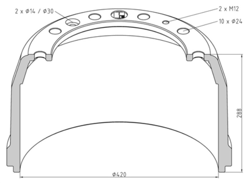 Buben brzdový 420x288 ZN DAF F65, F95, F2100, F2300