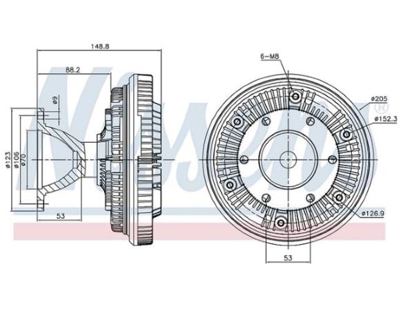 Viskospojka bez ventilátoru SCANIA 94,114,124 ,144 DC11.01-DSC9.15 od 05.96 do 04.08