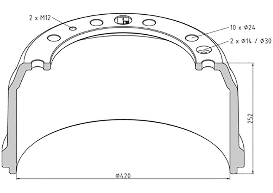 Buben brzdový 420x252 PN DAF 75CF, 85CF, 95XF, 95XF, CF75, CF75 IV, CF85, CF85 IV, F85,