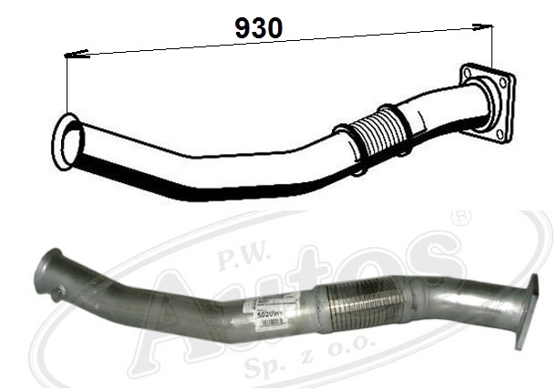 Trubka výfuku přední s pružným dílem 75/930mm IVECO E.Cargo 75/80/100/120/170