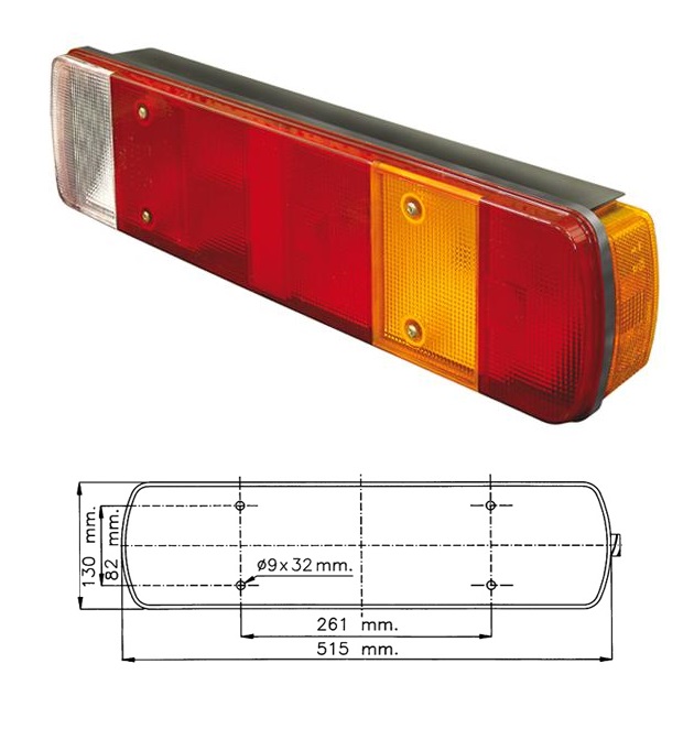 Svítilna zadní 6-dílná 515x130 L SCANIA P,G,R,T od 2004