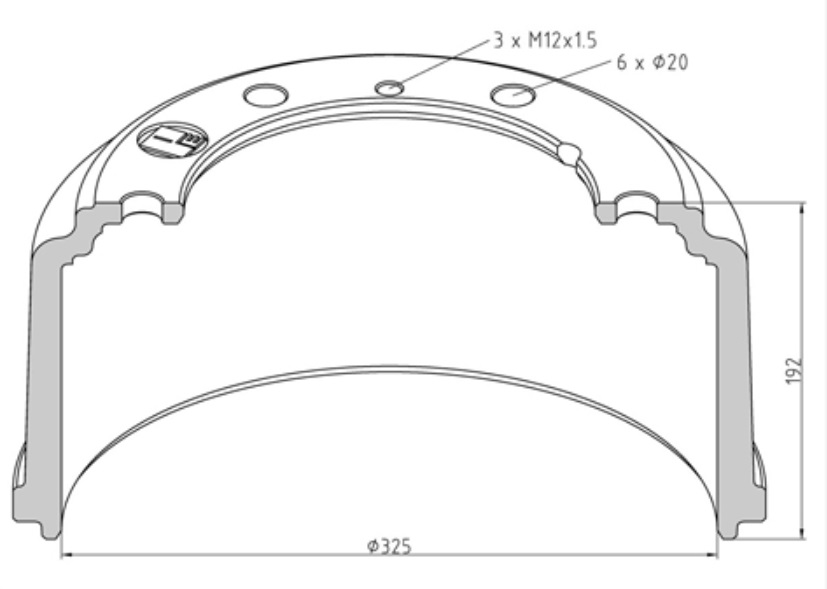 Buben brzdový 325x192 PN/ZN MAN L2000, G90