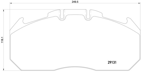 Deska brzdová 29131 Textar 250x118x30 MAN TGA, RVI Magnum, Midlum, IRISBUS Arway,Crossway