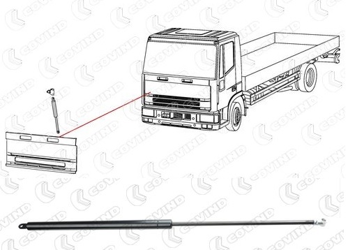Vzpěra plynová přední masky 200N/745/420mm IVECO E.Cargo 60/120