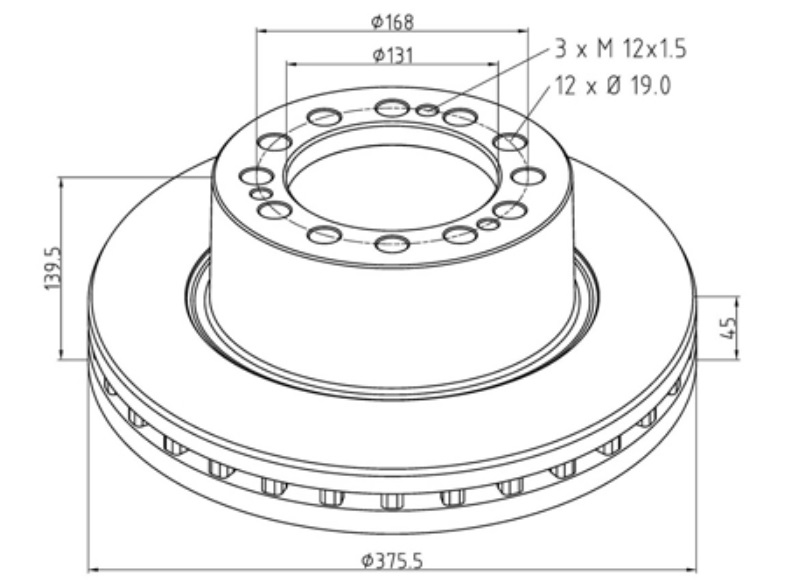 Kotouč brzdový 375x45x139,5 PN/ZN SAF SKRB 9019W