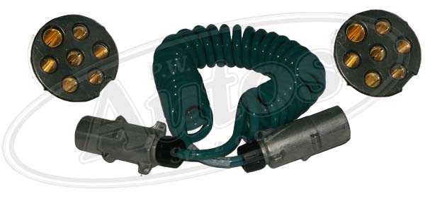 Kabel propojovací  7pin 24V / typ "N" ISO-1185 spirálový 4,5m s koncovkami 