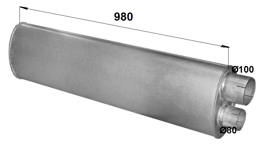 Tlumič výfuku 980mm MAN L2000, M2000 Euro 2, Euro 3