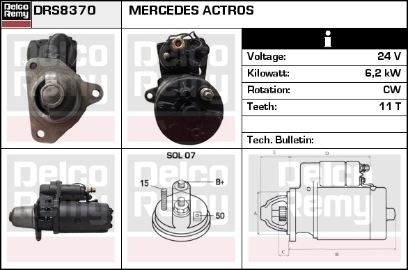 Startér 24V/6,2 kW MERCEDES Actros MP2
