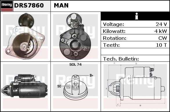 Startér 24V/4,0kW MAN M2000,L2000,M90,G90 D0224MF-D0836LFL05