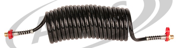 Hadice vzduchová spirálová M16x1,5/M16x1,5 ZW25, černá/červené konce, 4m