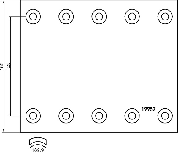 Obložení brzdové 19952.0 Textar 160x360 BPW KH KHSF10008-15/KH KHSf 11008-15 ECO Plus