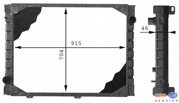Chladič vody 915x704x52 LIAZ LENGERER, MAN F90 1986-1997 motor D2865