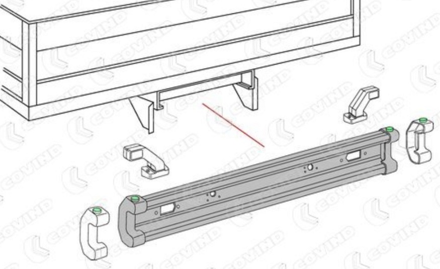 Držák zadní vlek 2300x220 s bočními plastovými krytkami