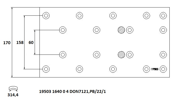 Obložení brzdové 19503.0 Fomar 170x360 DAF 55, IVECO E.Cargo