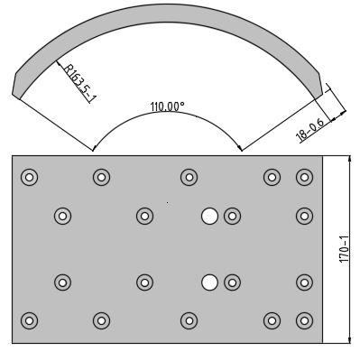 Obložení brzdové 19503.2 Fomar 170x364 IVECO E.Cargo, DAF