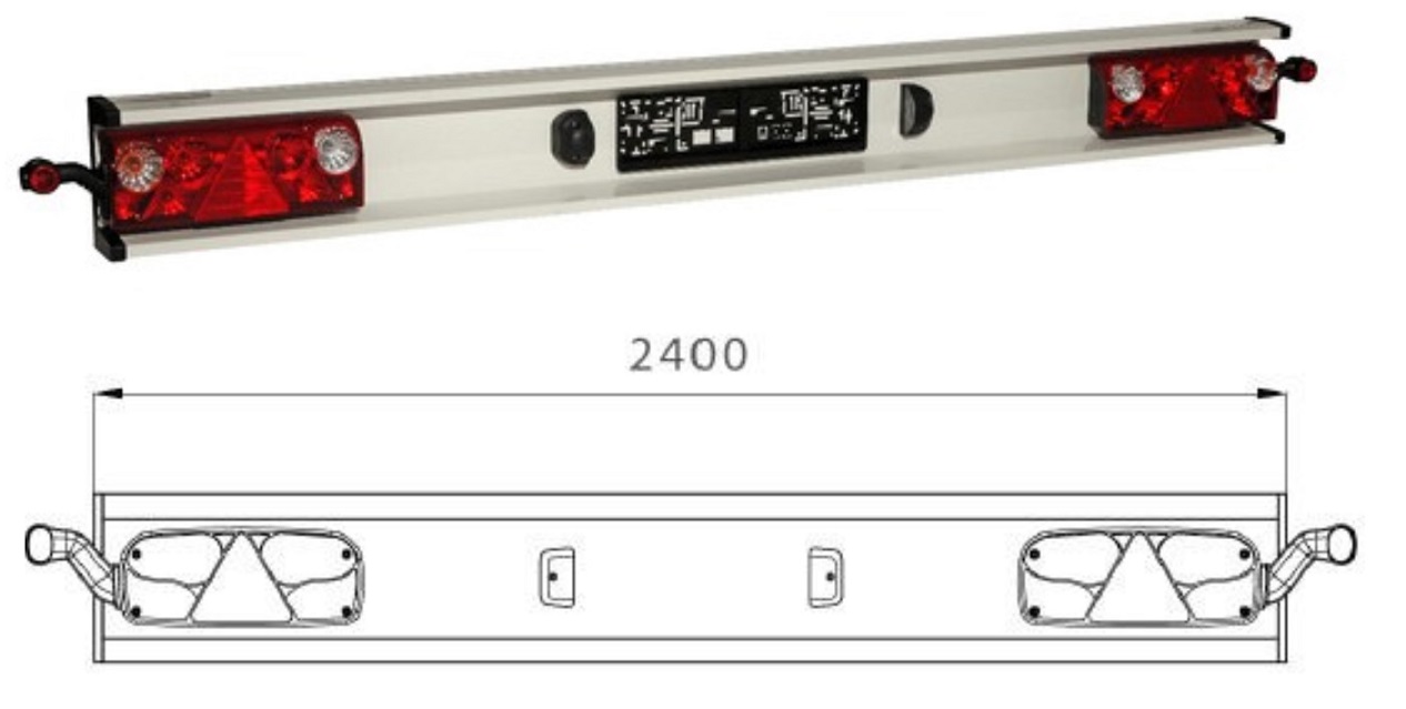 Nárazník zadní vlek 2400mm, hliník ECOPOINT