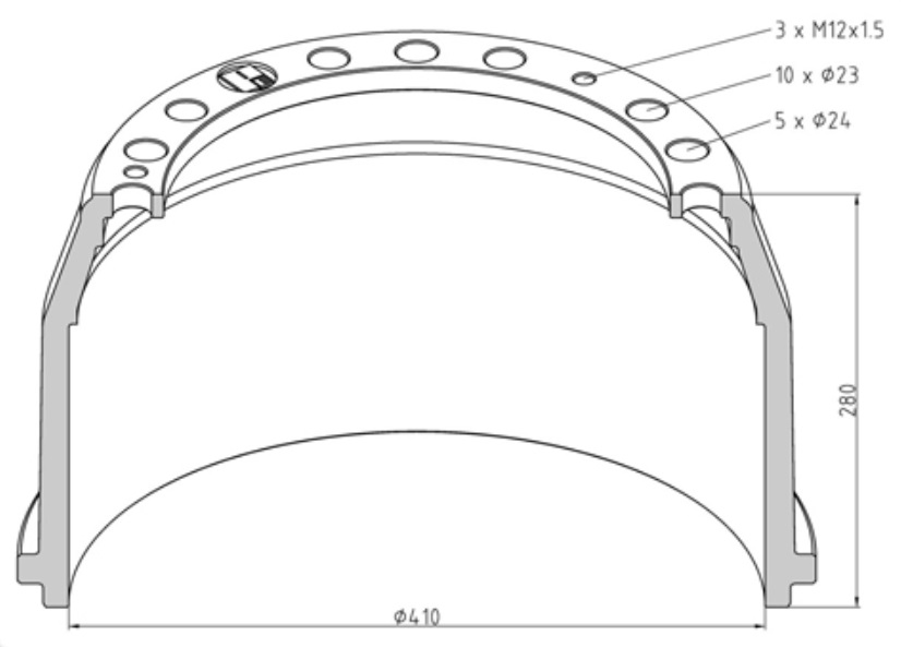 Buben brzdový 410x280 ZN MAN F2000, M2000, TGA, TGS,TGX,TGM
