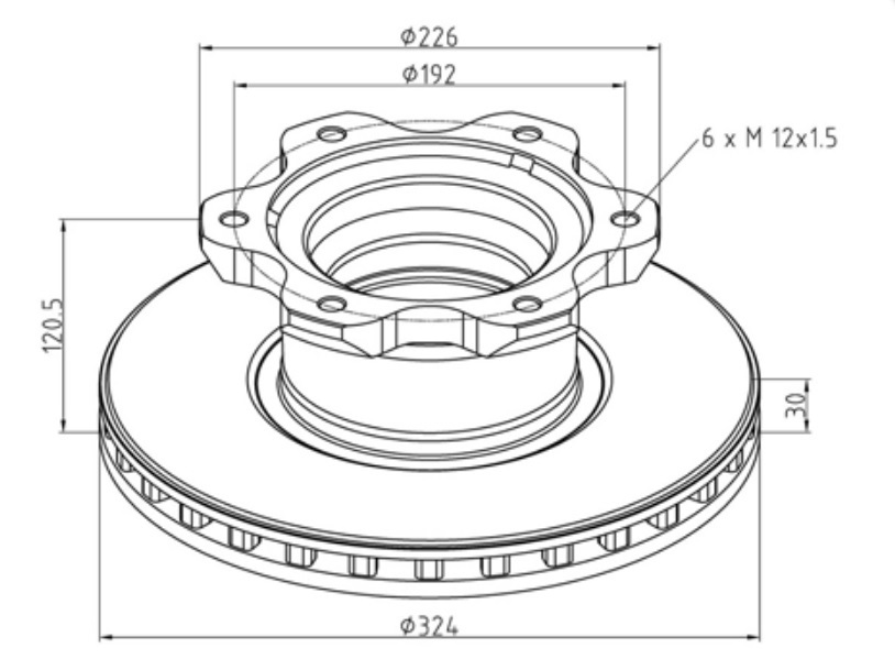Kotouč brzdový 324x30x120,5 ZN MERCEDES Vario, Medio