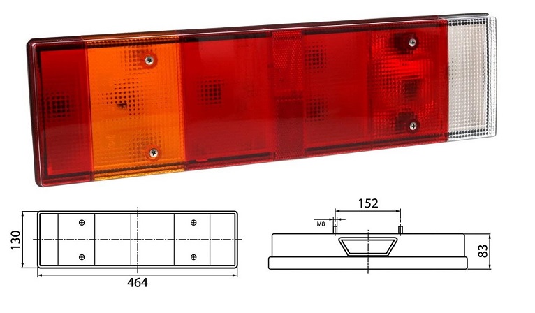 Svítilna zadní 7-dílná s osvětlením SPZ L DAF 95XF, 65CF, 75CF, 85CF od 12.2000, 75/85/95
