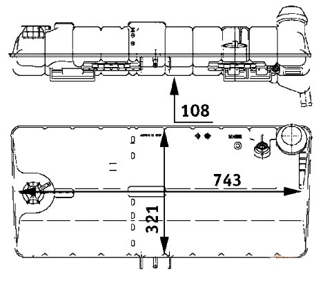 Nádrž expanzní 743x321x108 obsah 8l MAN F2000, E2000, 