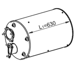 Tlumič výfuku 630mm DAF 95 ATI, L300 - výprodej