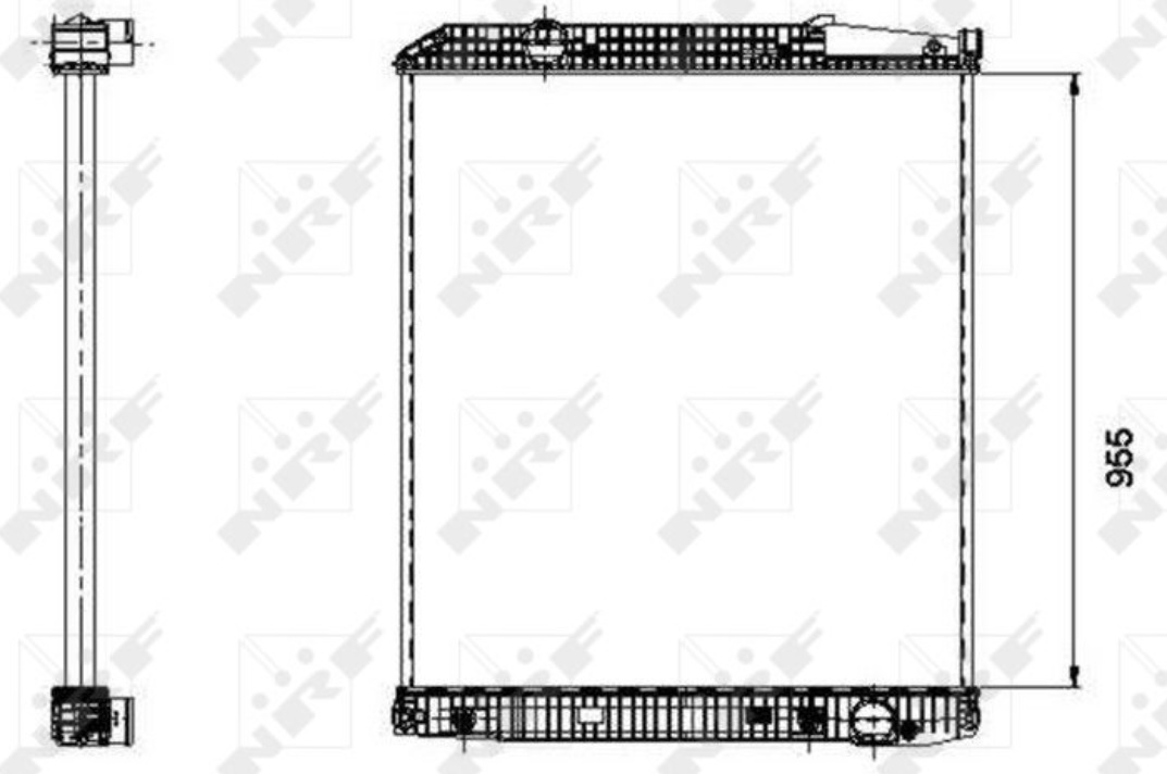Chladič vody 952x808x42 bez rámu MERCEDES Actros MP1 do 2002, Actros MP2/MP3