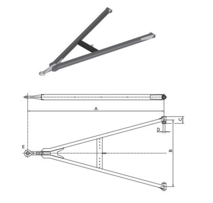 Oj tažná přívěsu 2800x1100x100x30/ oko 40mm/ 27 tun