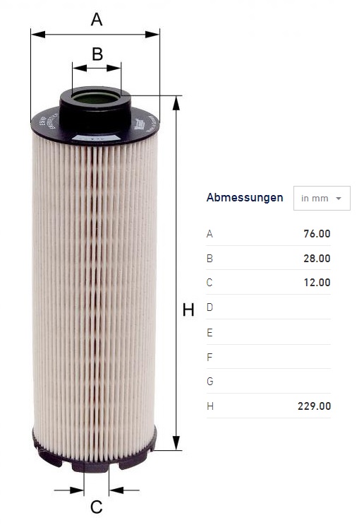 Filtr paliva MAN TGA, E2000, F2000,NEOPLAN, LIEBHERR LB/ LTM/ MK, TEMSA Diamond