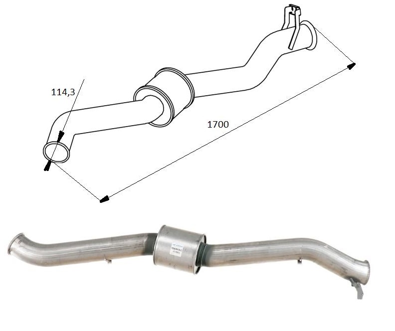 Trubka výfuku koncová s tlumičem SCANIA P,G,R,T, 94,114,124,144,164 Low Cost