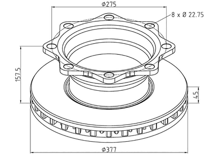 Kotouč brzdový 377x45x157,5 SAF SKRS 11019K /SKRZ 11019K / 9019K /