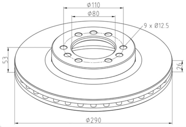 Kotouč brzdový 290x26x53 PN IVECO Daily 60/65C