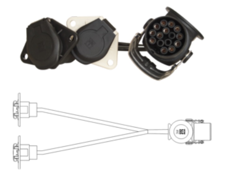 Adaptér elektrický 24V 15pin / 2x7pin kabel 0,5m