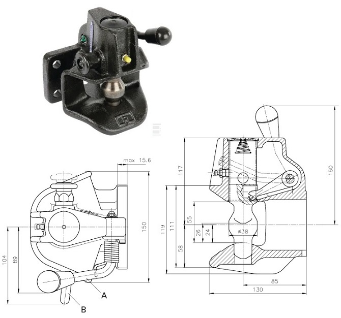 Závěs tažný 55x120 čep pr.40mm ROCKINGER typ RO243