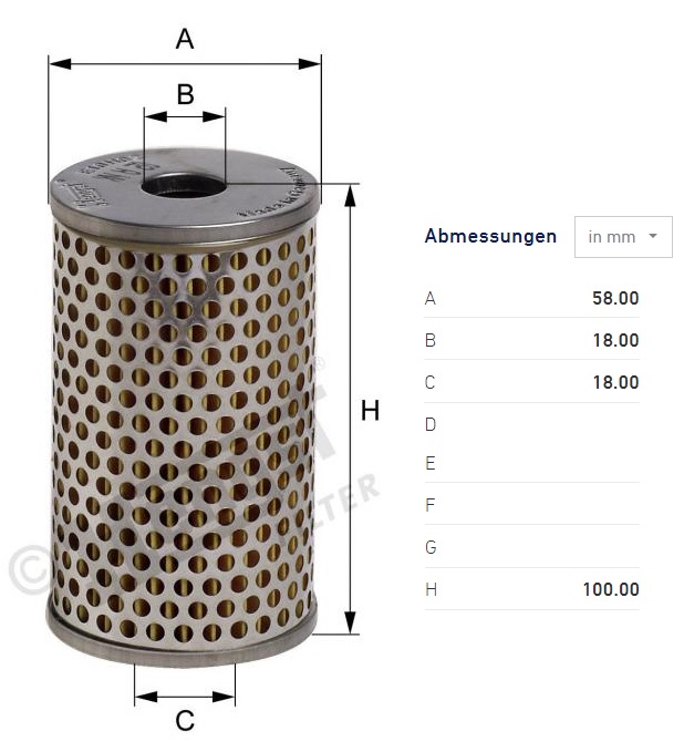 Filtr oleje hydrauliky servořízení E10H02 DAF, RVI, SCANIA, VOLVO