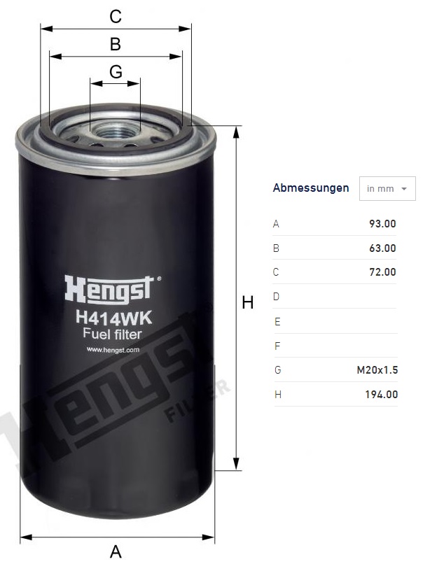 Filtr paliva DAF LF45,LF55, CASE-IH, CUMMINS, DYNAPAC, JCB 400/700, NEW HOLLAND, LIEBHERR