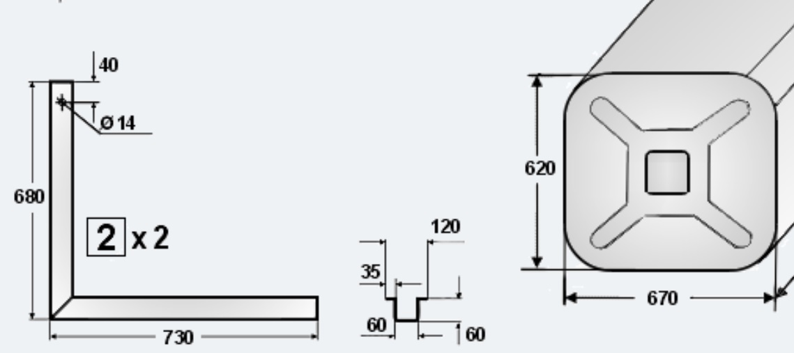 Držák nádrže paliva 680x730 / v x š / pro nádrže 620x670