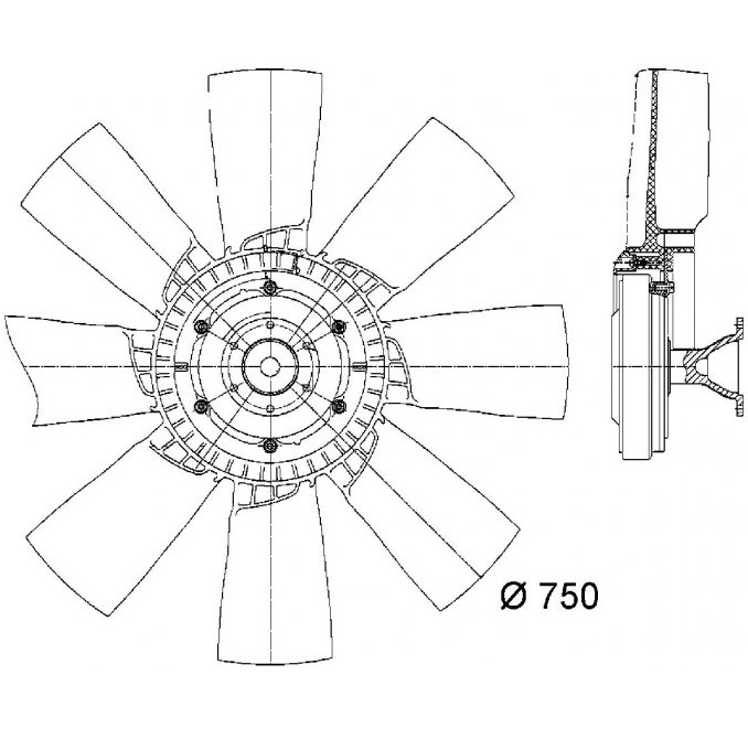 Viskospojka s ventilátorem SCANIA 94,114,124,144,164, P,G,R,T, D11/D12/DC16